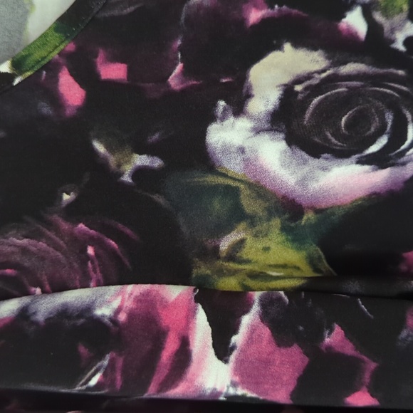 Grace Floral Scoop Neck High Low LS Blouse L Black Pink - Picture 6 of 12